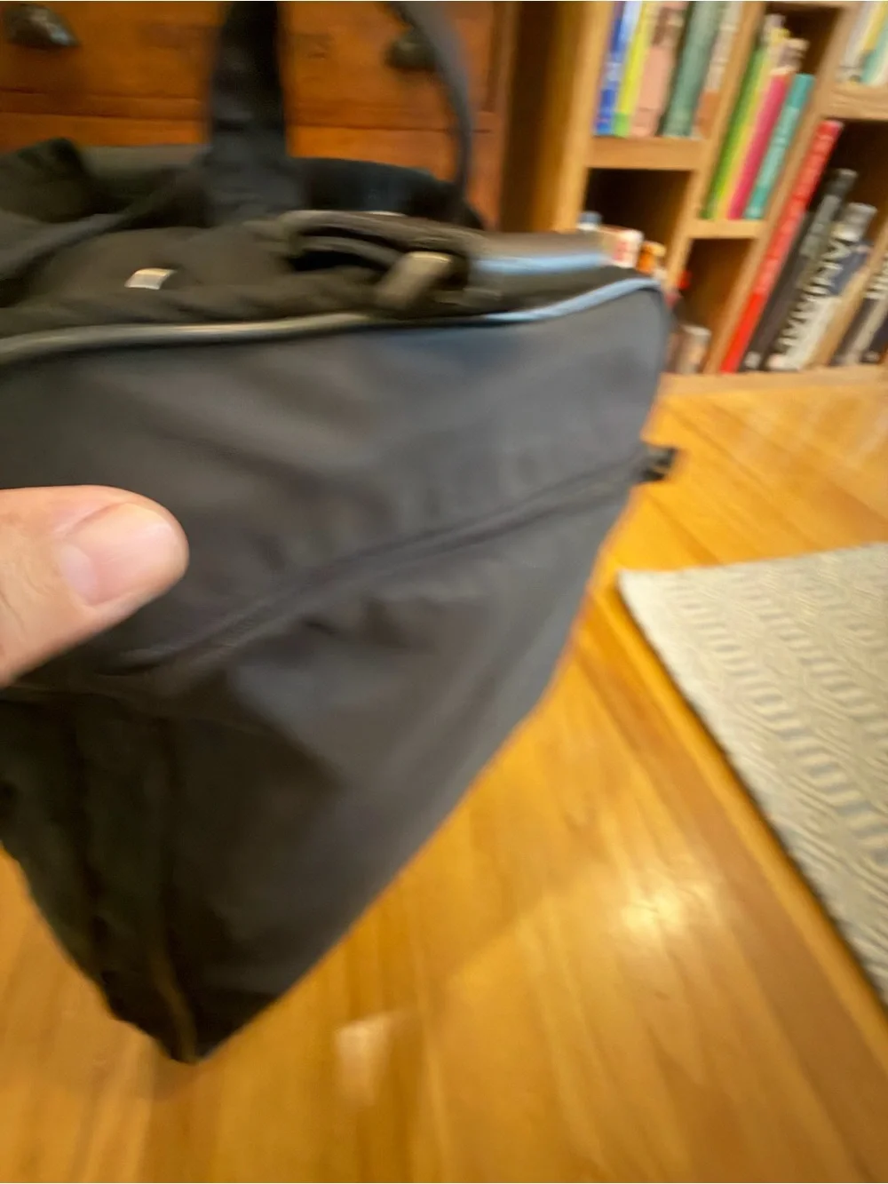 Prada Black Nylon Duffel Bag with Logo Plaque